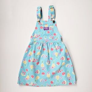 Vintage OshKosh B'gosh Blue Rare Fruit Jumper Pinafore Dress 80s Size 6X